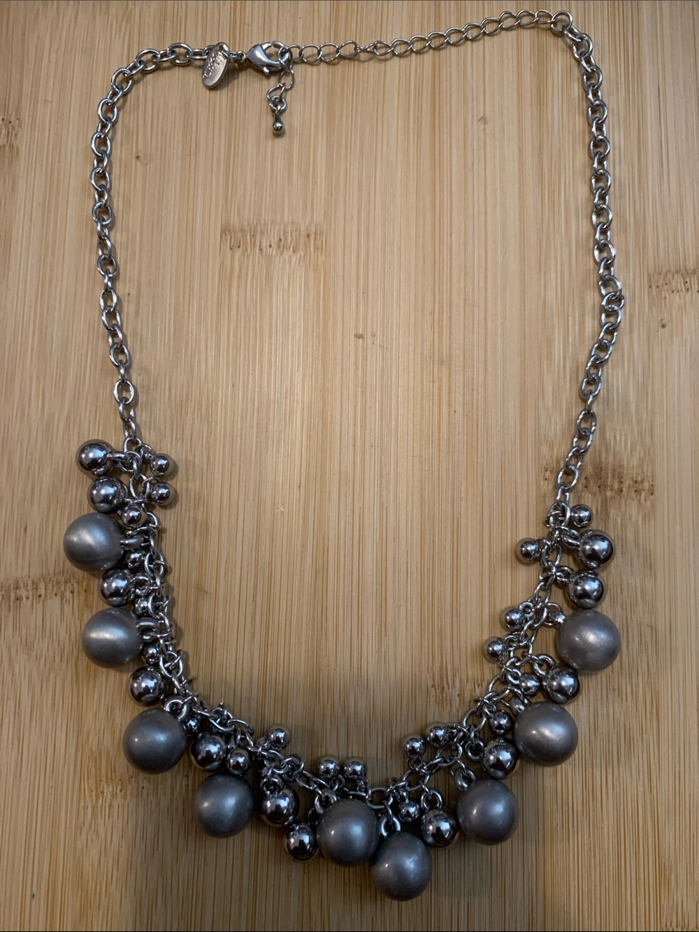 Vintage Lia Sophia Silver-Tone Clustered Bead Necklace